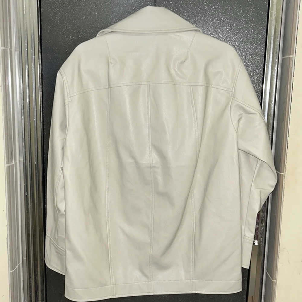 Anthropologie Maeve Faux Leather Cocoon Blazer - Picture 4 of 13